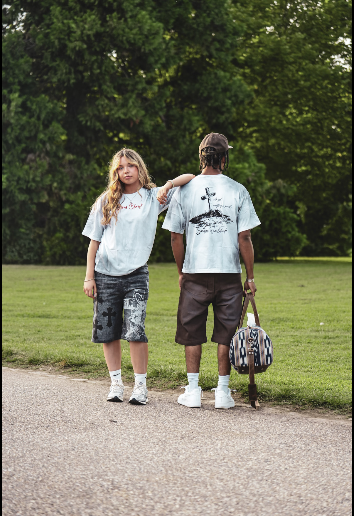 White worldwide tee