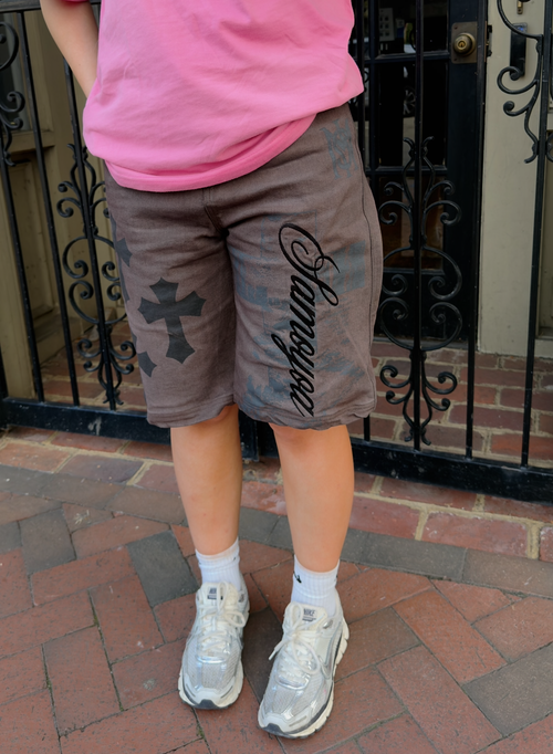 Brown Graphic Shorts