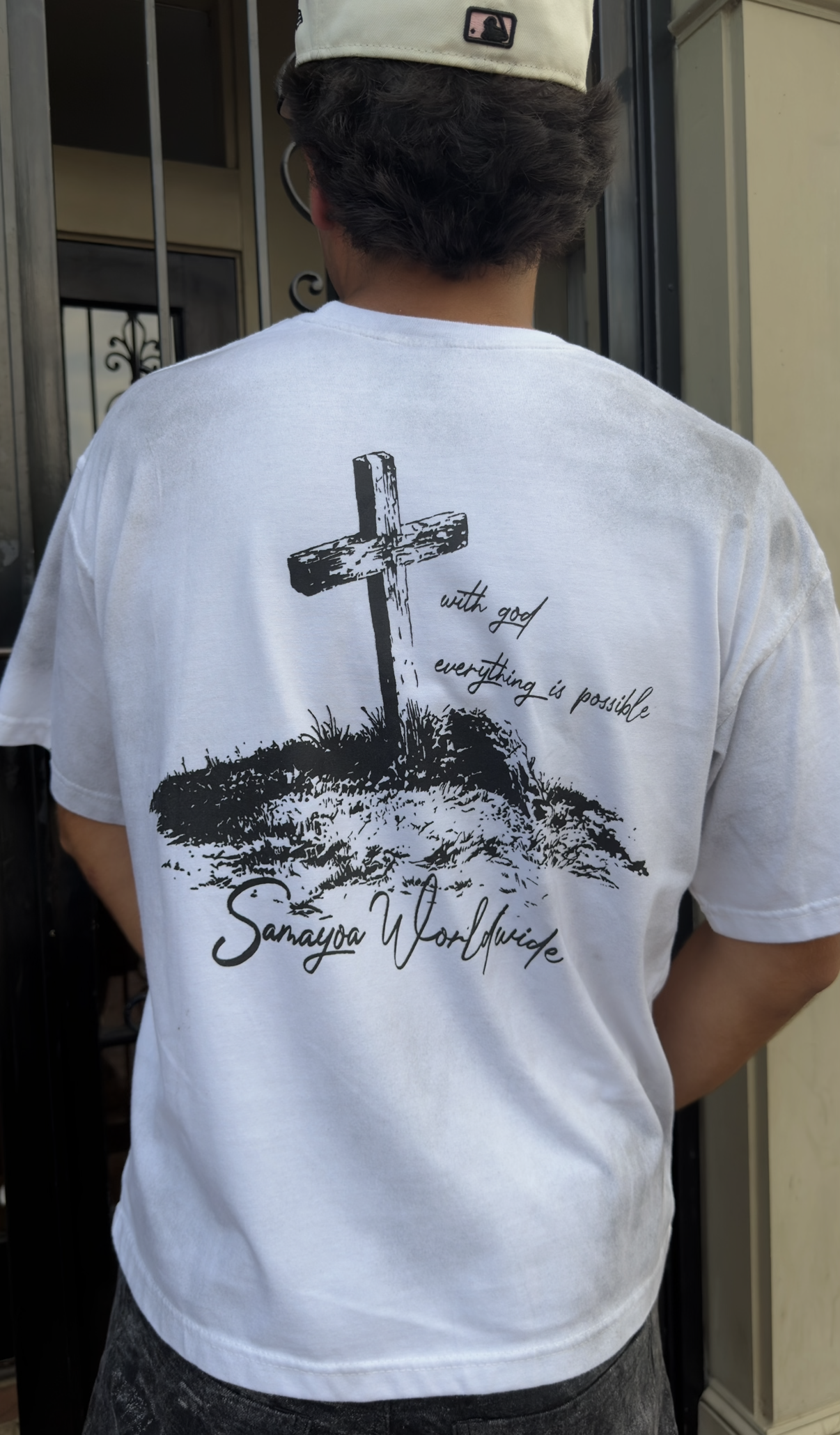 White worldwide tee