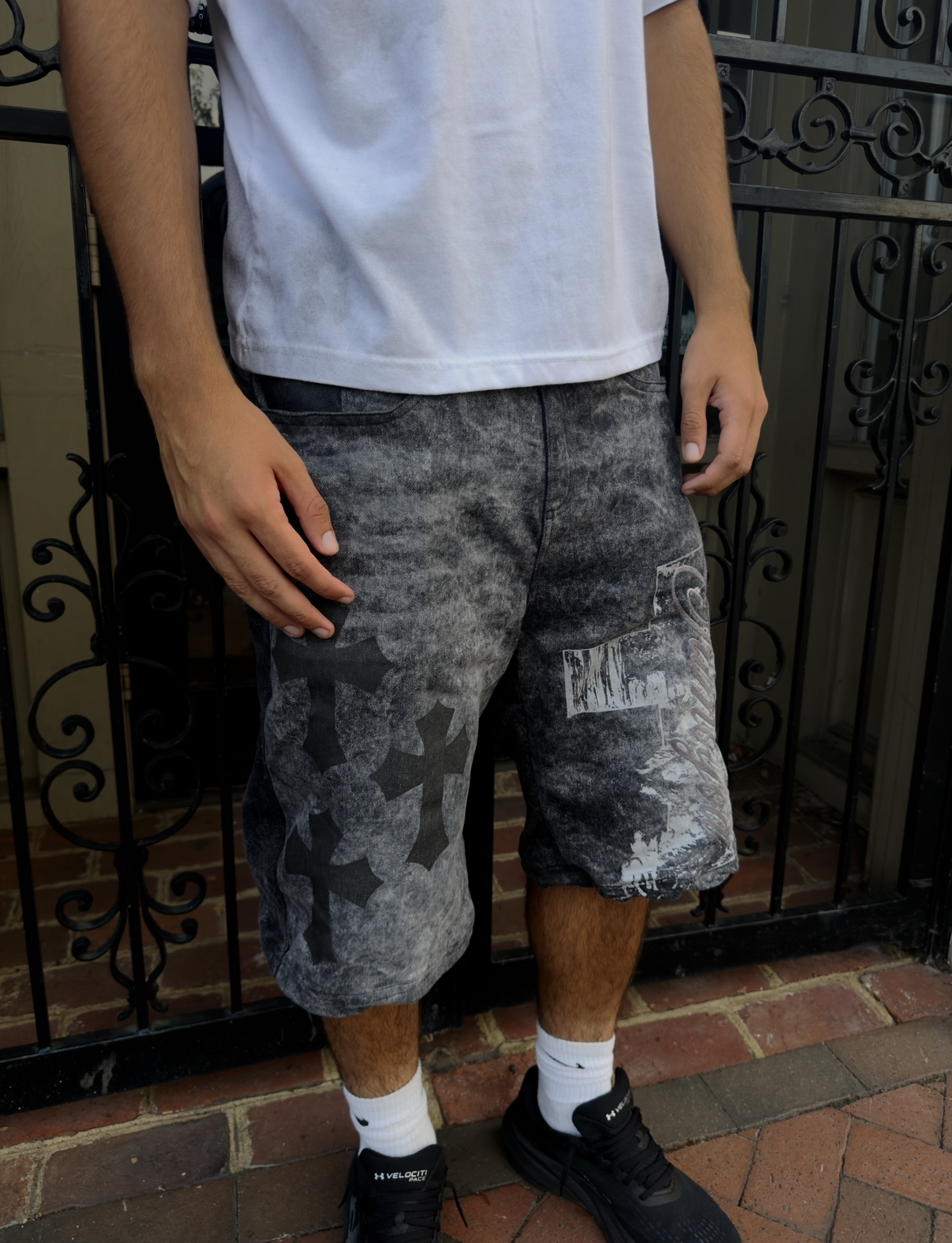 Black Graphic Shorts