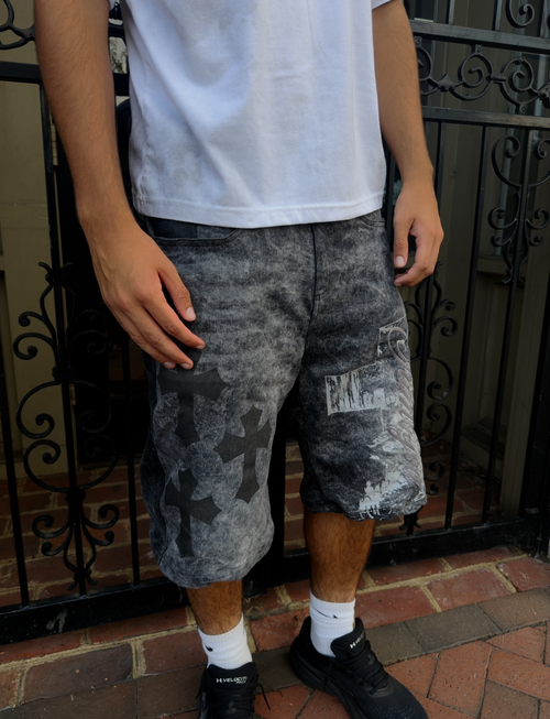 Black Graphic Shorts